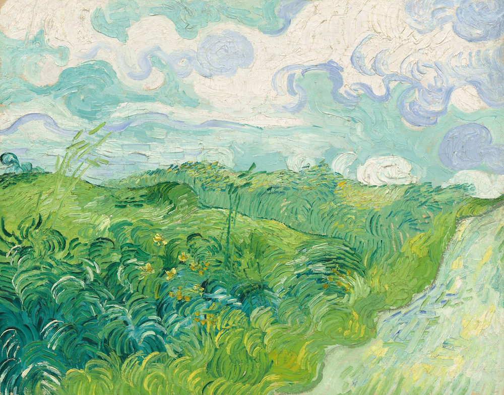 Peinture de Vincent Van Gogh, « Champs de blé vert, Auvers », datée de 1890